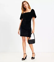 Velvet Gathered Square Neck Mini Dress