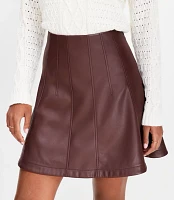 Petite Faux Leather Seamed Mini Skirt