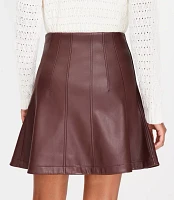 Petite Faux Leather Seamed Mini Skirt