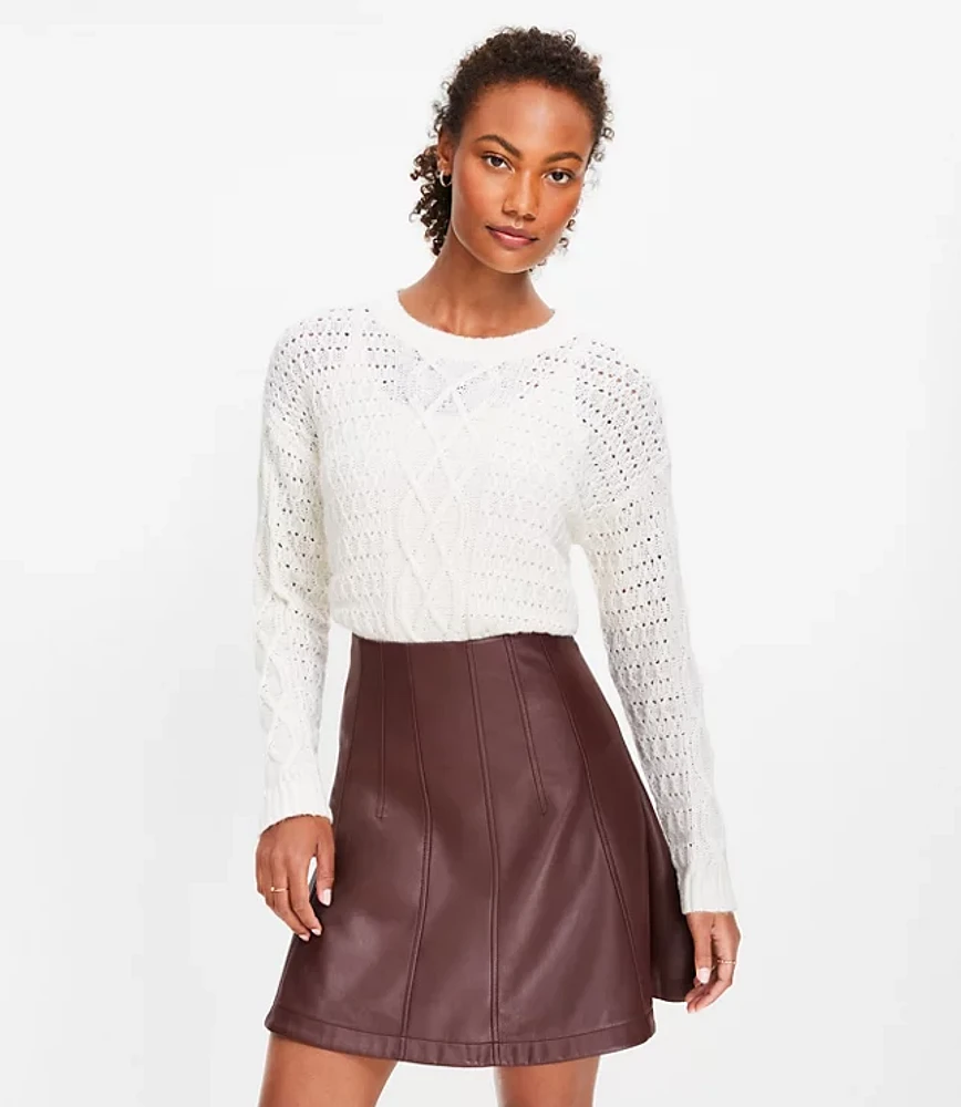 Petite Faux Leather Seamed Mini Skirt