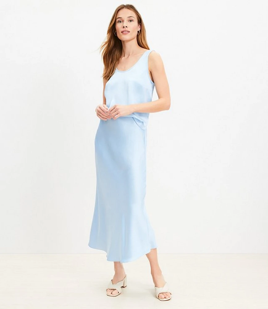 Satin Bias Midi Skirt