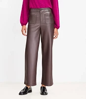 Petite Palmer Wide Leg Crop Pants Faux Leather