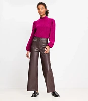 Petite Palmer Wide Leg Crop Pants Faux Leather