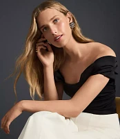 Stretch Crepe Structured Off The Shoulder Top