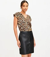 Tall Faux Leather Snap Mini Skirt