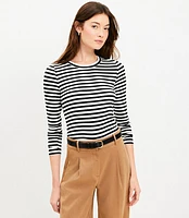 Striped Long Sleeve Crew Neck Tee