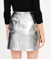 Tall Metallic Faux Leather Five Pocket Mini Skirt