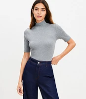 Heathered Perfect Ribbed Mock Neck Top