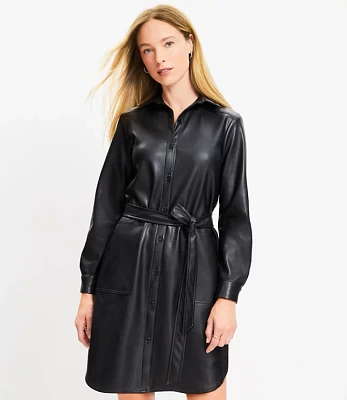 Tall Faux Leather Pocket Shirtdress