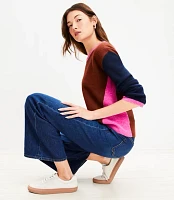 Colorblock Ribtrim Flare Sleeve Sweater