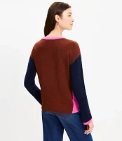 Colorblock Ribtrim Flare Sleeve Sweater