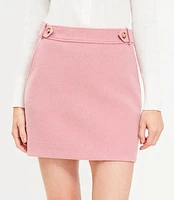 Petite Wool Blend Button Tab Mini Pocket Skirt