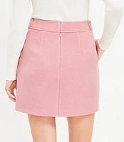 Petite Wool Blend Button Tab Mini Pocket Skirt