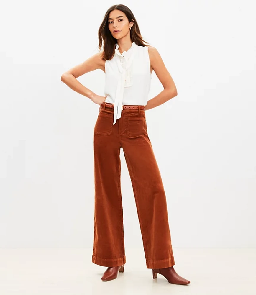 Petite Palmer Wide Leg Pants Brushed Corduroy