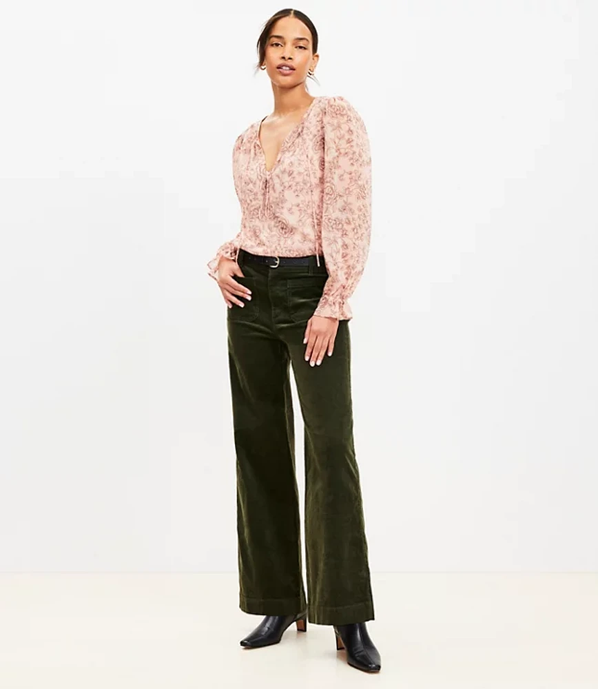 Petite Palmer Wide Leg Pants Brushed Corduroy