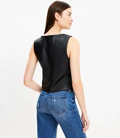 Petite Faux Leather Pocket Vest