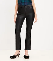 Coated Side Slit High Rise Kick Crop Jeans Black