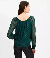 Petite Shimmer Clip Sweetheart Neck Blouse