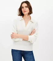 Waffle Collared V-Neck Top