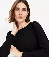 Puff Sleeve Boatneck Top