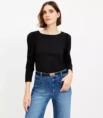 Puff Sleeve Boatneck Top