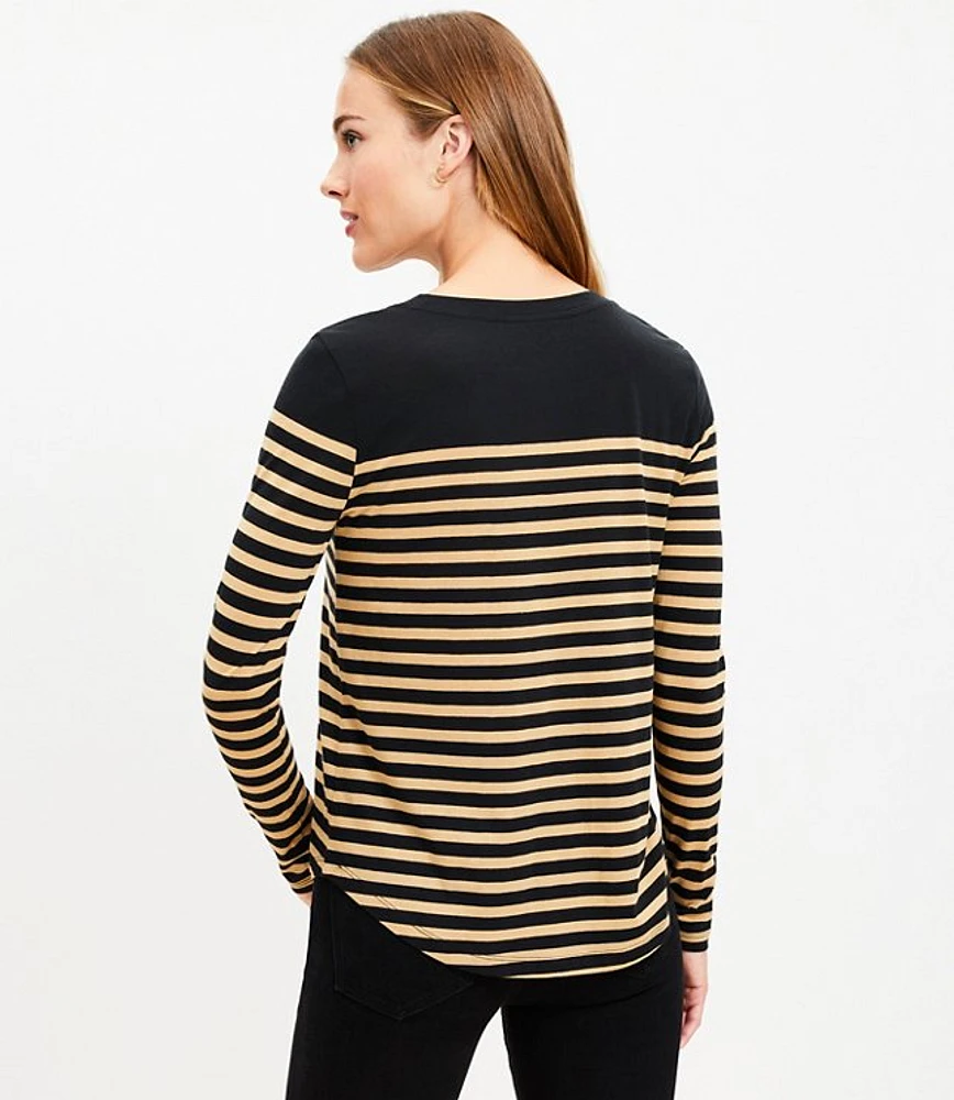 Petite Striped Long Sleeve Everyday Tee