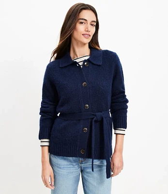 Collared Belted Cardigan