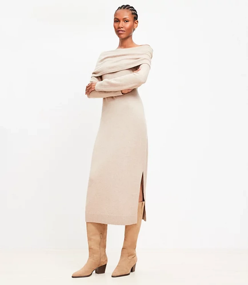 Cozy Off The Shoulder Midi Sweater Dress