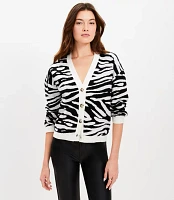 Zebra Print V-Neck Cardigan