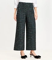 Darted Palazzo Pants Textured Tweed