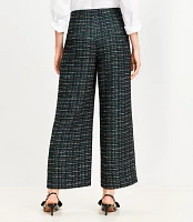 Darted Palazzo Pants Textured Tweed