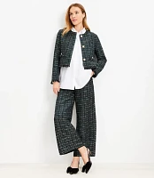 Darted Palazzo Pants Textured Tweed