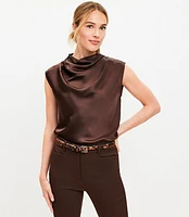 Petite Satin Cowl Neck Shell