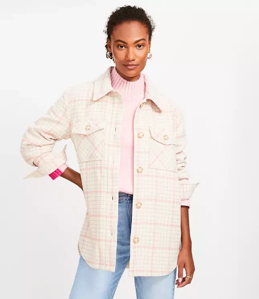 Petite Houndstooth Shirt Jacket