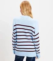 Petite Striped Rib Trim Tunic Sweater