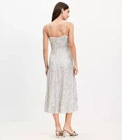 Petite Sequin Strappy Midi Dress