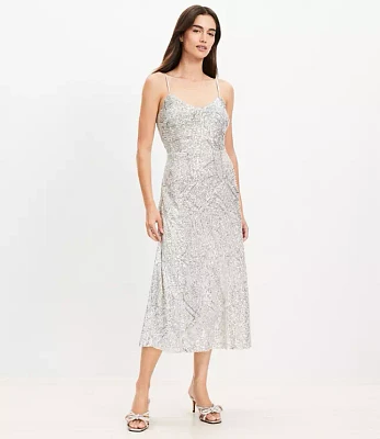 Petite Sequin Strappy Midi Dress