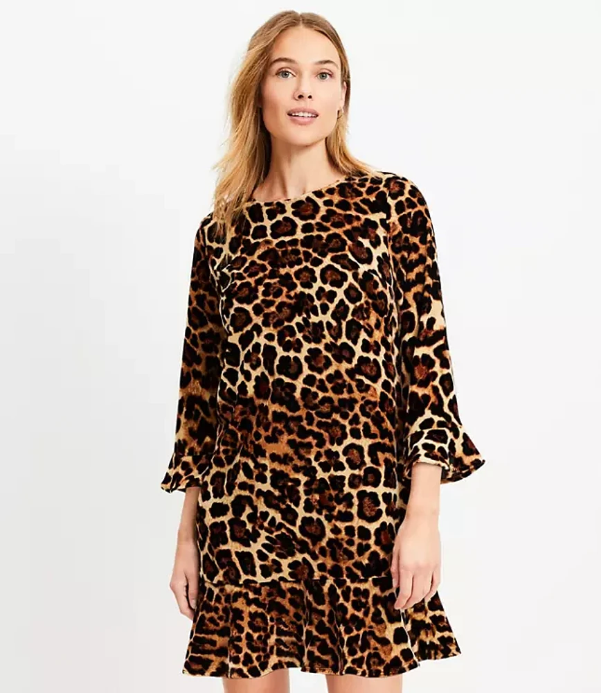 Petite Leopard Print Flounce Mini Dress