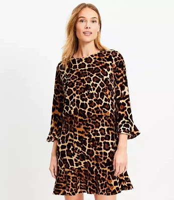 Petite Leopard Print Flounce Mini Dress