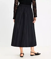 Petite Taffeta Pull On Midi Pocket Skirt