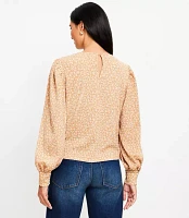 Petite Floral Textured Balloon Sleeve Blouse