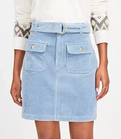 Petite Belted Corduroy Pocket Skirt