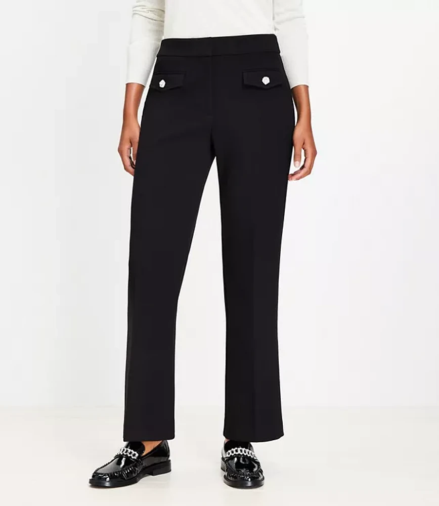 Curvy Sparkle Button Sutton Ankle Flare Pants Textured Doubleface