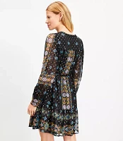 Petite Foil Baroque Flounce Mini Dress