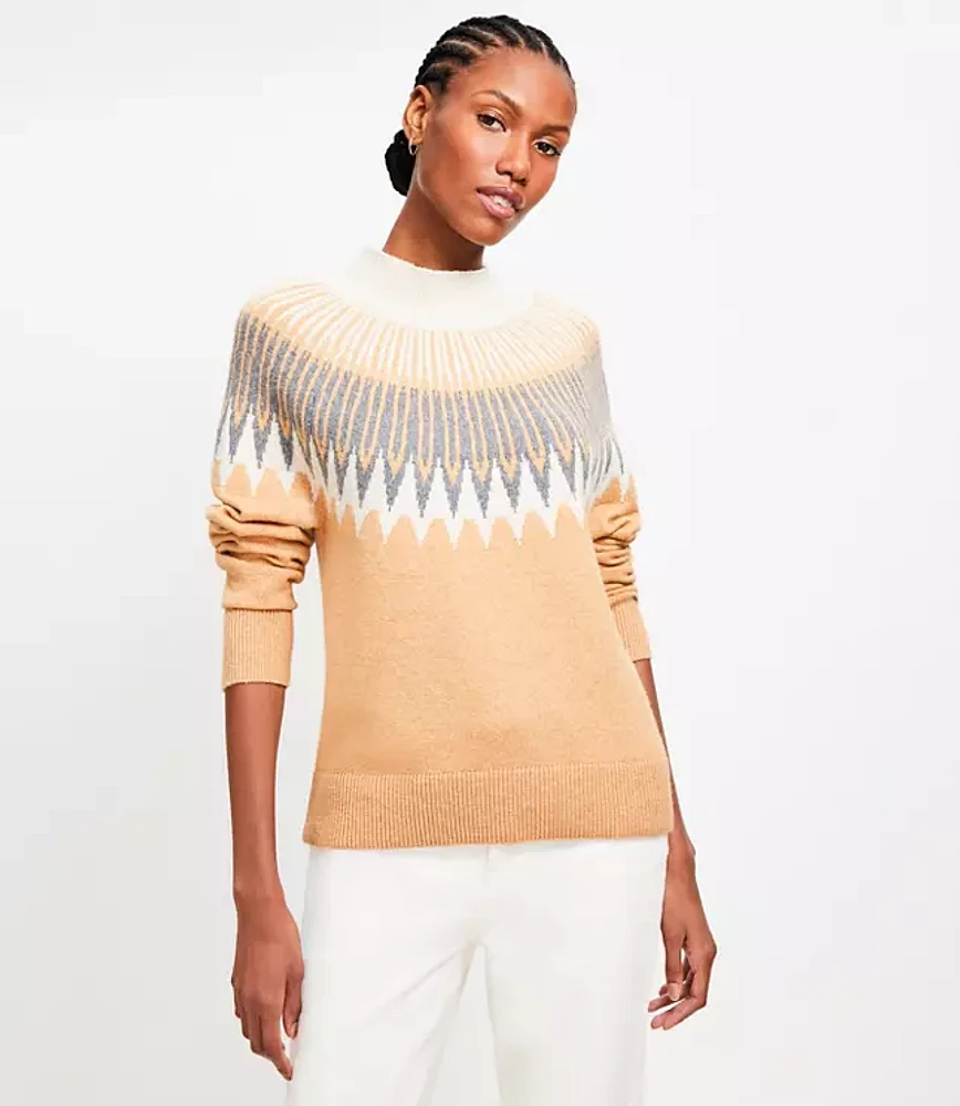 Petite Fair Isle Mock Neck Sweater