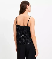 Petite Sequin Fringe Square Neck Cami