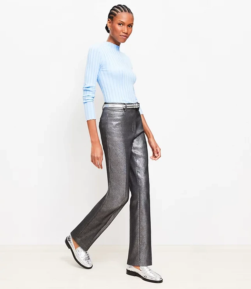 Straight Pants Metallic Texture