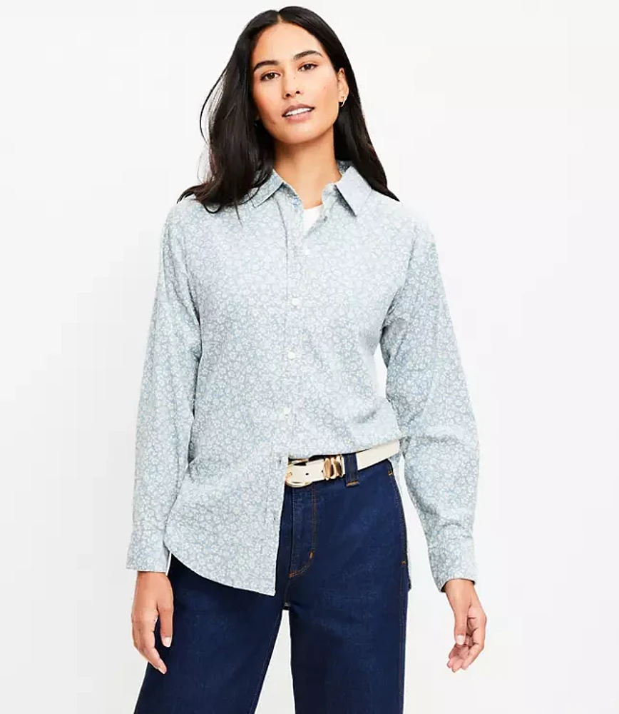 Petite Floral Corduroy Tunic Shirt