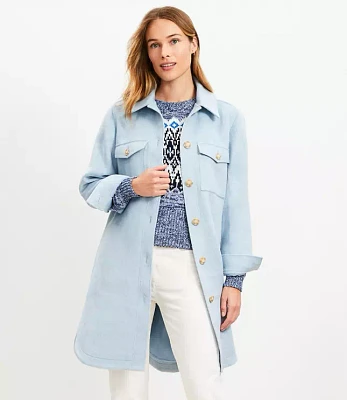 Petite Twill Long Shirt Jacket