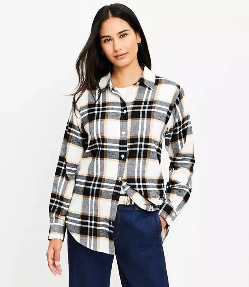 Petite Plaid Tunic Shirt